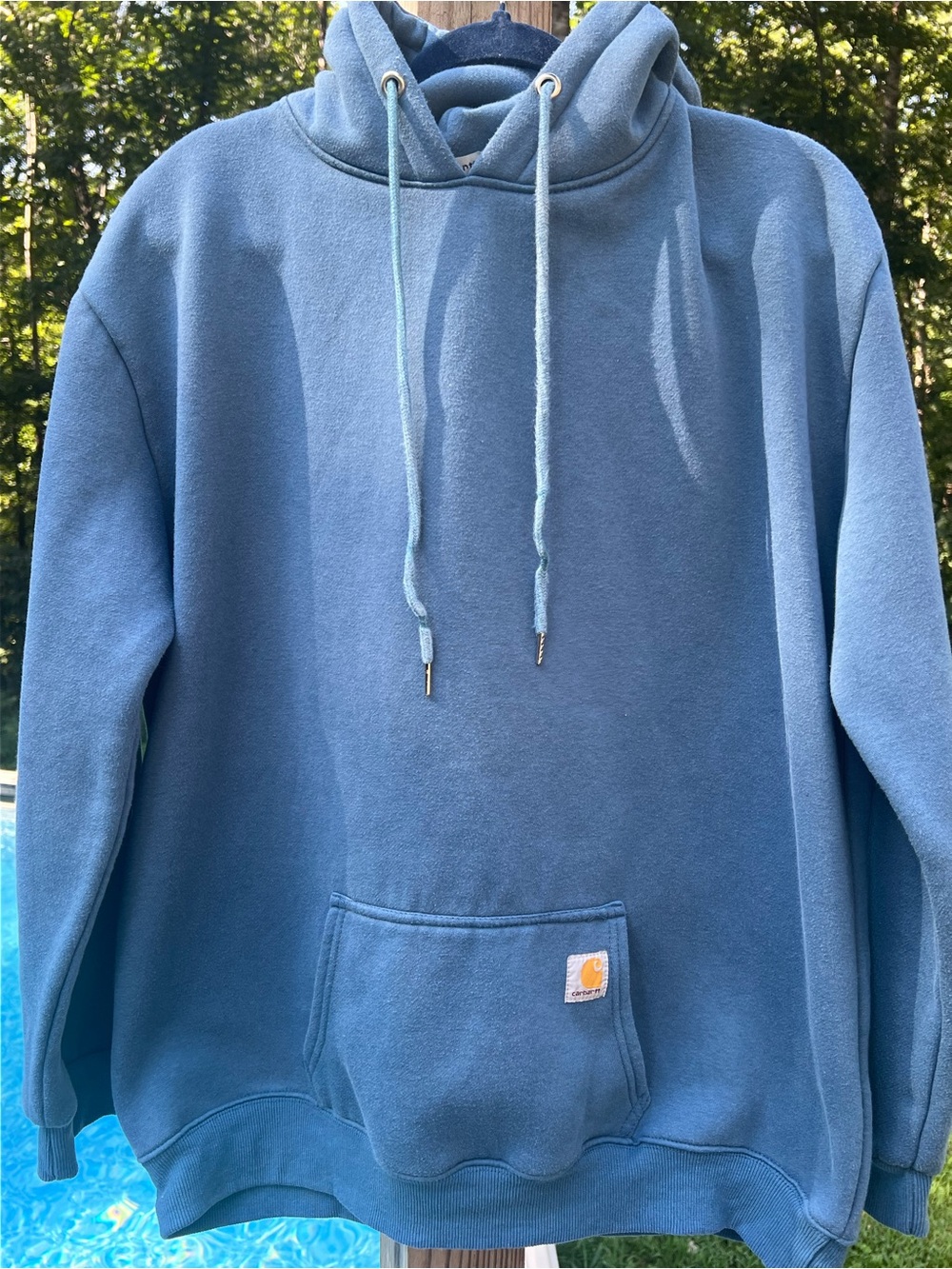 Carhartt Blue Pullover Hoodie with Kangaroo Pocket